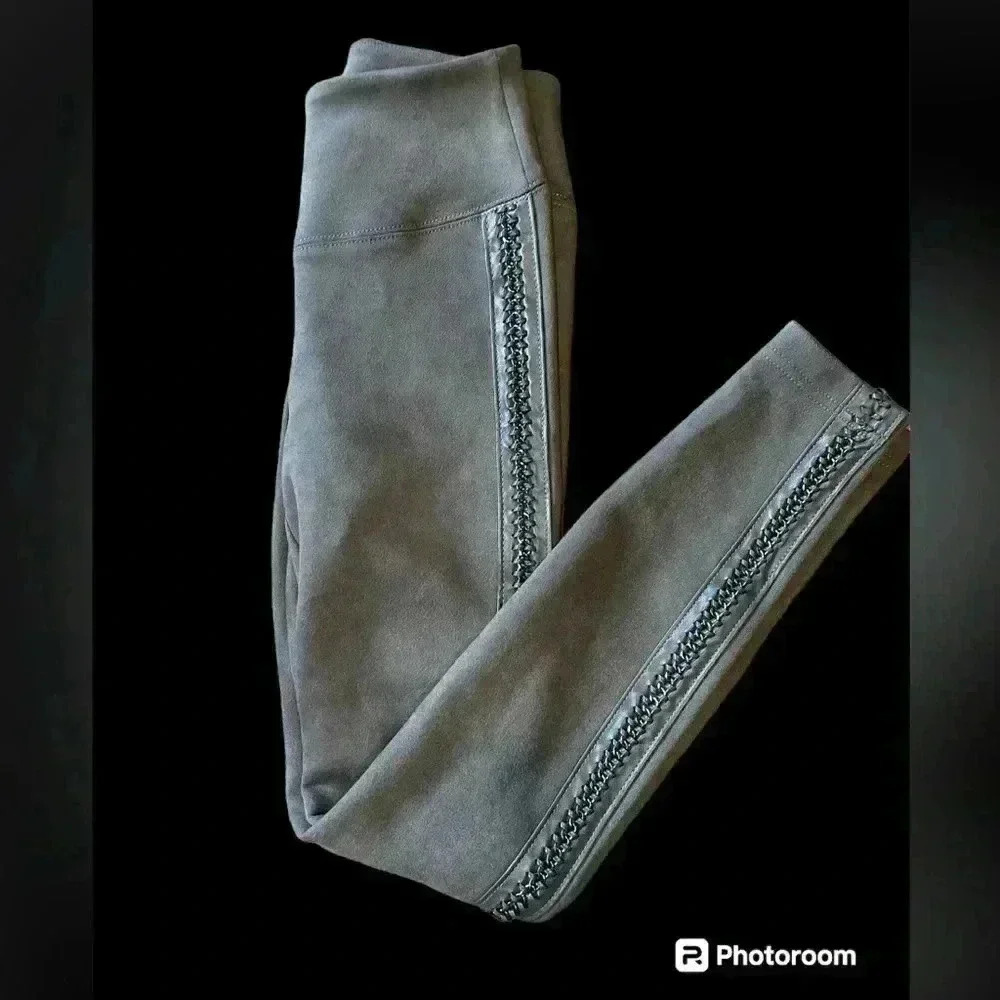 White House Black Market Runway Faux Suede Leggings Faux Leather Laces Size  00P